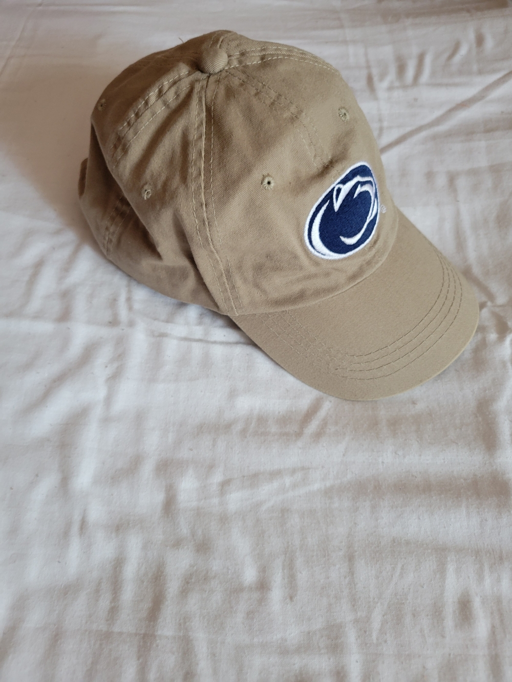 Signature Tan Baseball Cap with Navy and White Logo